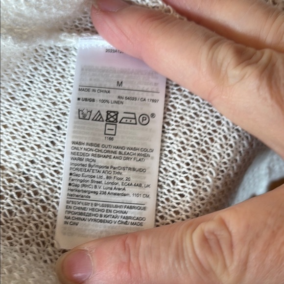 Banana Republic Long White Open-Front Cardigan 100% Linen. Size M - Picture 6 of 6